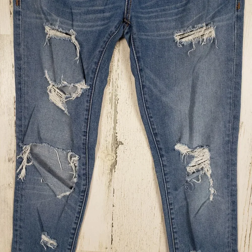 D-ID New York Destroyed Medium Wash Blue Denim Skinny Jeans Women's Size 26